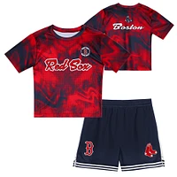 Ensemble t-shirt et short de frappeur champ intérieur rouge/bleu marine pour tout-petits Boston Red Sox