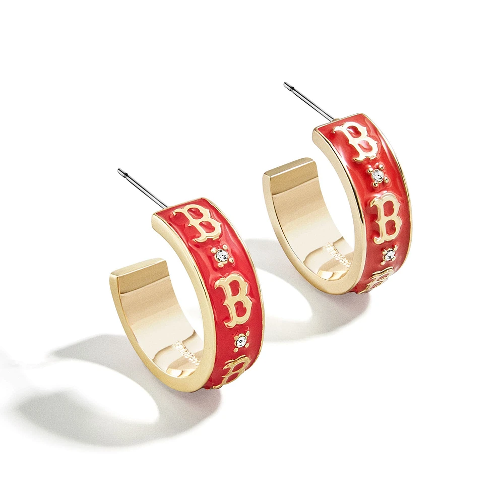 Boucles d'oreilles créoles en émail WEAR By Erin Andrews x BaubleBar des Boston Red Sox