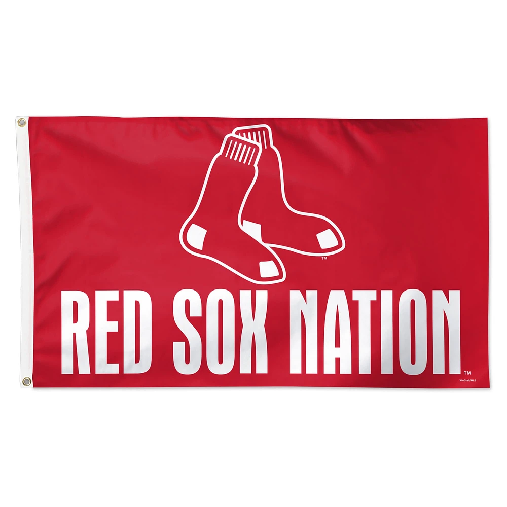 WinCraft Boston Red Sox 3' x 5' Drapeau à slogan de l'équipe de luxe simple face