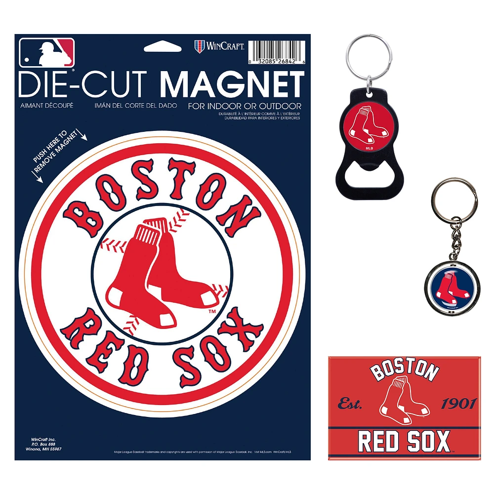 Lot de 4 porte-clés et aimants WinCraft Boston Red Sox