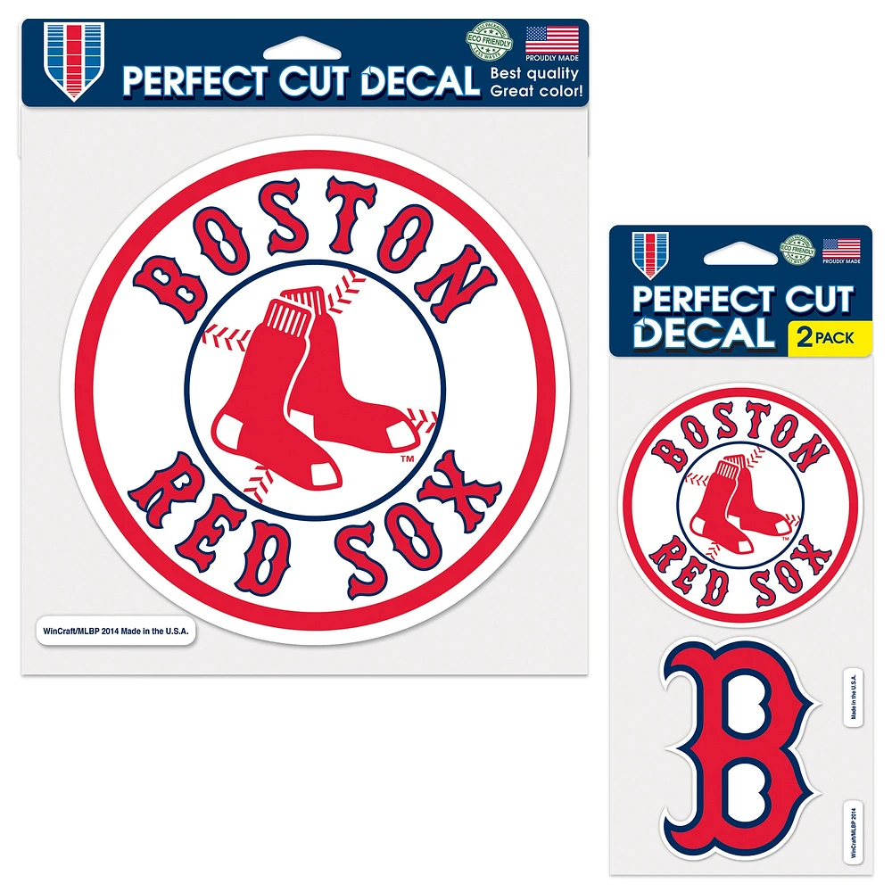 Lot de trois autocollants WinCraft Boston Red Sox Perfect Cut