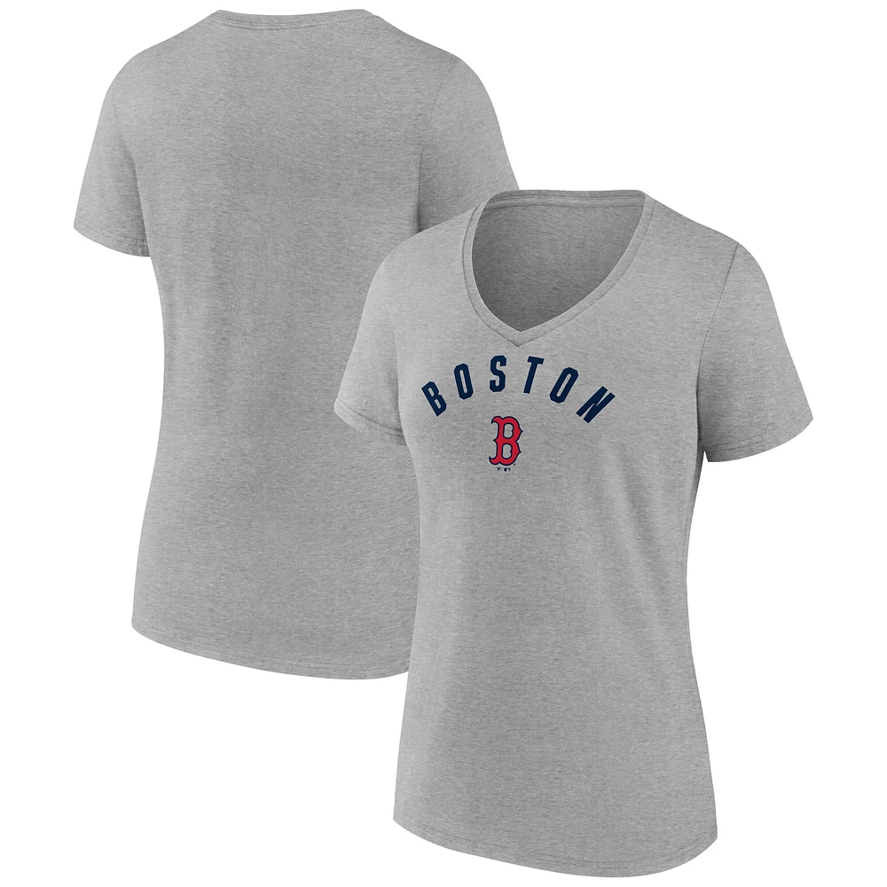 Women's Fanatics  Gray Boston Red Sox V-Neck T-Shirt