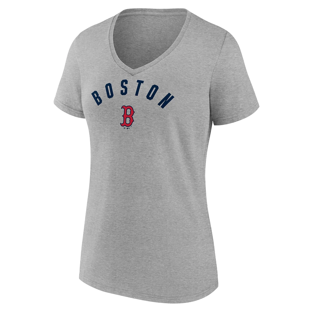 Women's Fanatics  Gray Boston Red Sox V-Neck T-Shirt