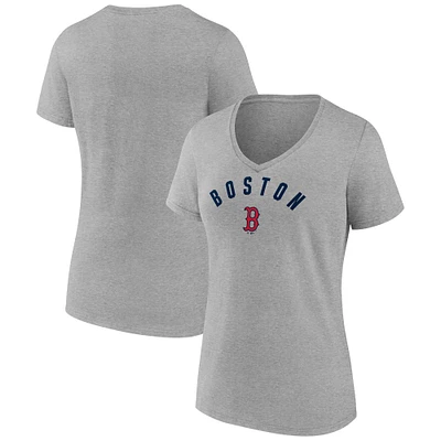 Women's Fanatics  Gray Boston Red Sox V-Neck T-Shirt