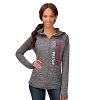 Sweat à capuche zippé manches longues G-III 4Her de Carl Banks pour femme, gris chiné, Boston Red Sox Defender Space Dye Raglan