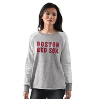 Sweat-shirt à col rond raglan Boston Red Sox Gridiron G-III 4Her de Carl Banks pour femme, gris chiné