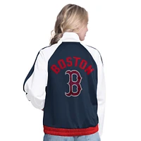 Women's G-III Sports by Carl Banks  White/Navy Boston Red Sox Rally Rhinestone Raglan Full-Zip Track Jacket