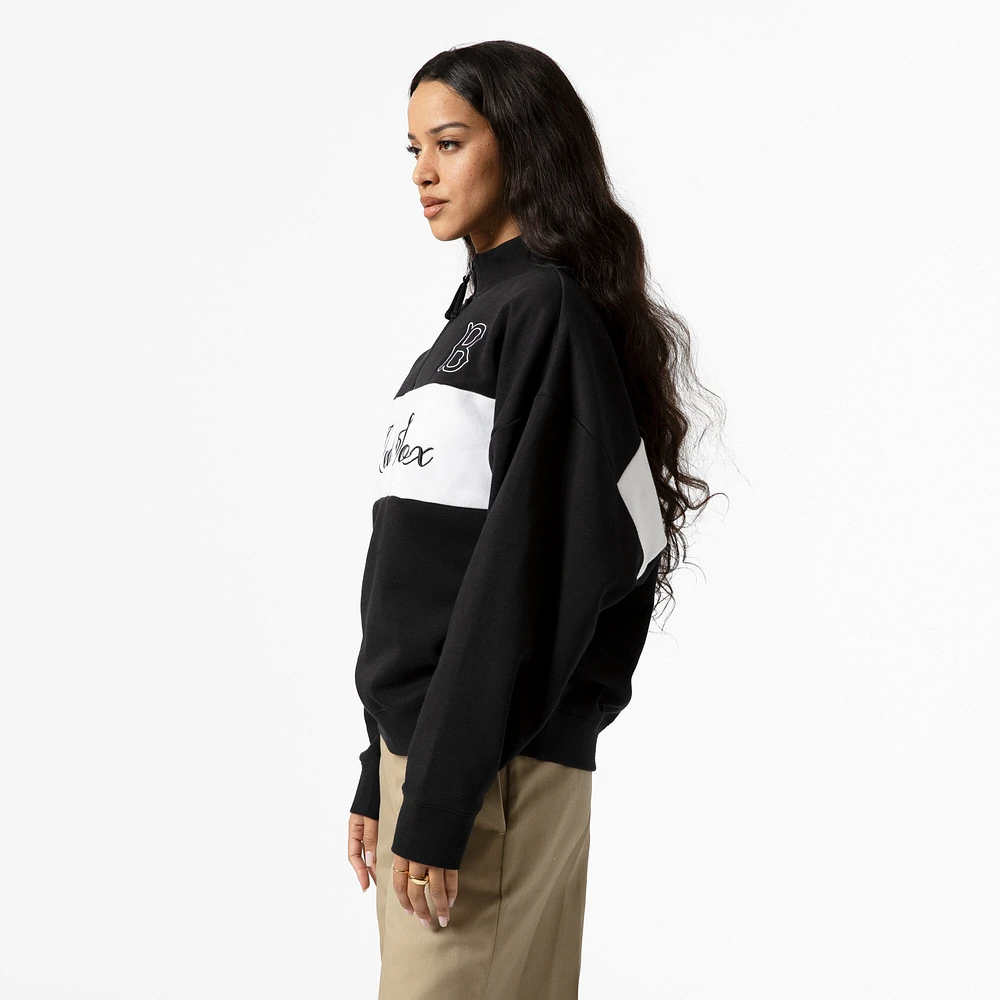 Pull zippé noir Boston Red Sox Mitchell & Ness pour femme