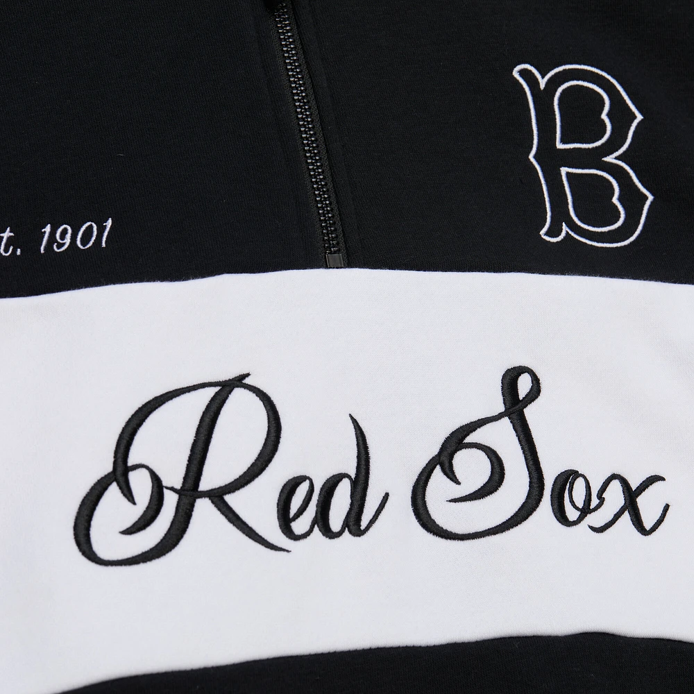 Pull zippé noir Boston Red Sox Mitchell & Ness pour femme