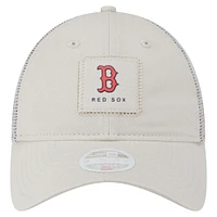 Women's New Era  Light Beige Boston Red Sox Square Stitch 9TWENTY Adjustable Hat