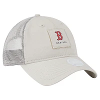 Women's New Era  Light Beige Boston Red Sox Square Stitch 9TWENTY Adjustable Hat