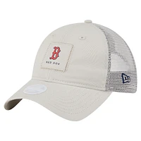 Women's New Era  Light Beige Boston Red Sox Square Stitch 9TWENTY Adjustable Hat