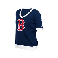 Women's New Era  Navy Boston Red Sox Game Day Rhinestone V-Neck T-Shirt