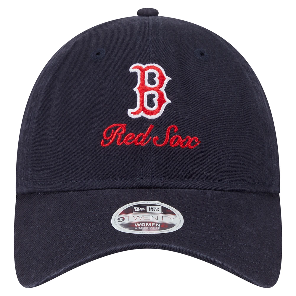 Women's New Era  Navy Boston Red Sox Preppy Team 9TWENTY Adjustable Hat