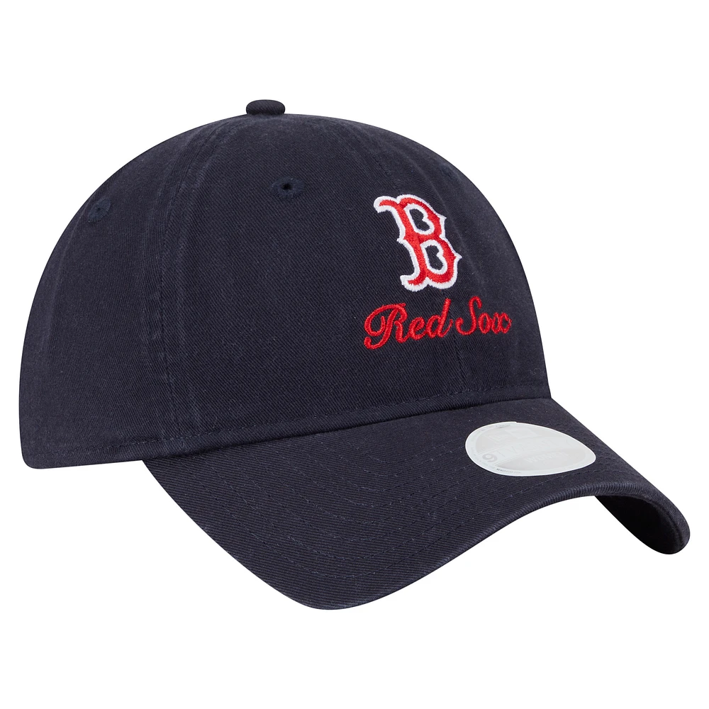 Women's New Era  Navy Boston Red Sox Preppy Team 9TWENTY Adjustable Hat