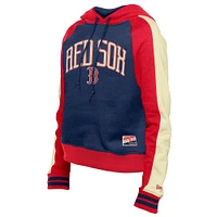 Women's New Era  Navy Boston Red Sox Throwback Cropped Raglan Pullover Hoodie