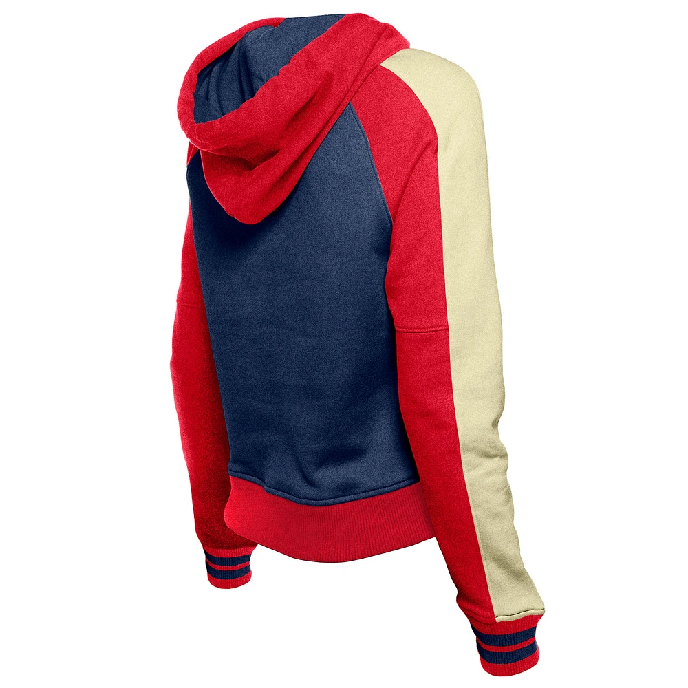 Women's New Era  Navy Boston Red Sox Throwback Cropped Raglan Pullover Hoodie