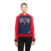 Women's New Era  Navy Boston Red Sox Throwback Cropped Raglan Pullover Hoodie