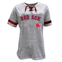 Women's Profile Heather Gray Boston Red Sox Lace-Up Fleck T-Shirt