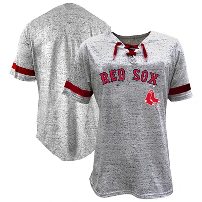 Women's Profile Heather Gray Boston Red Sox Lace-Up Fleck T-Shirt