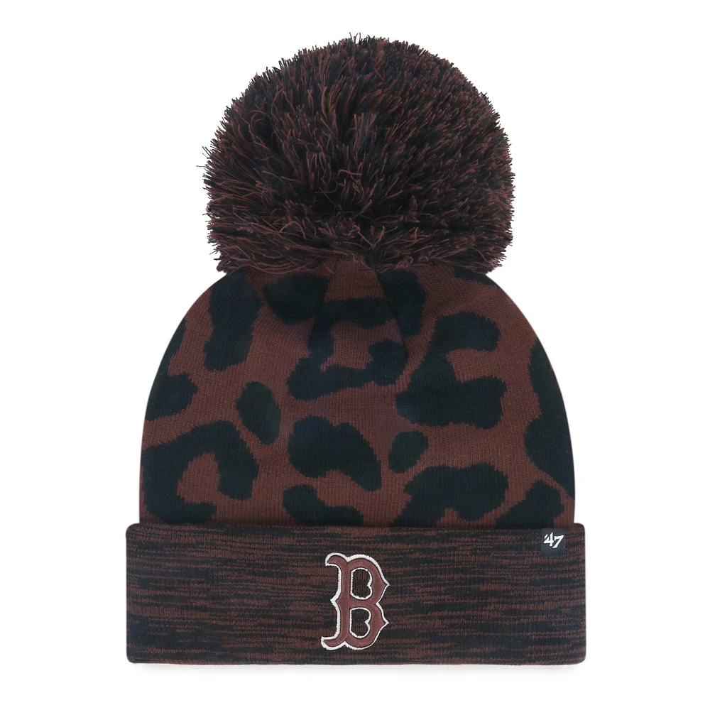 Women's '47 Brown Boston Red Sox Rosette Cuffed Knit Hat with Pom