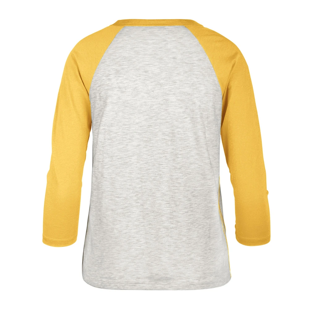 T-shirt à manches raglan 3/4 pour femme Boston Red Sox City Connect Retro Daze Ava 47 gris
