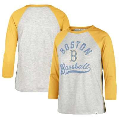 Women's '47 Gray Boston Red Sox City Connect Retro Daze Ava Raglan 3/4-Sleeve T-Shirt