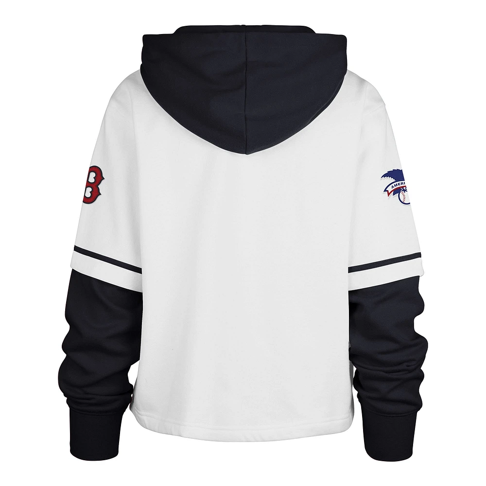 Sweat à capuche court blanc Boston Red Sox Trifecta Shortstop '47 pour femme