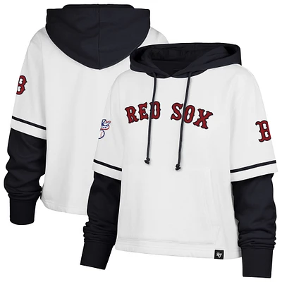 Sweat à capuche court blanc Boston Red Sox Trifecta Shortstop '47 pour femme