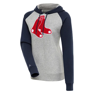 Sweat à capuche manches raglan Victory Boston Red Sox Antigua Heather Grey/Navy pour femme