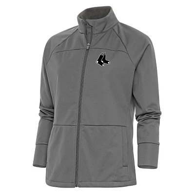 Women's Antigua  Steel Boston Red Sox Brushed Metallic Links Full-Zip Golf Jacket