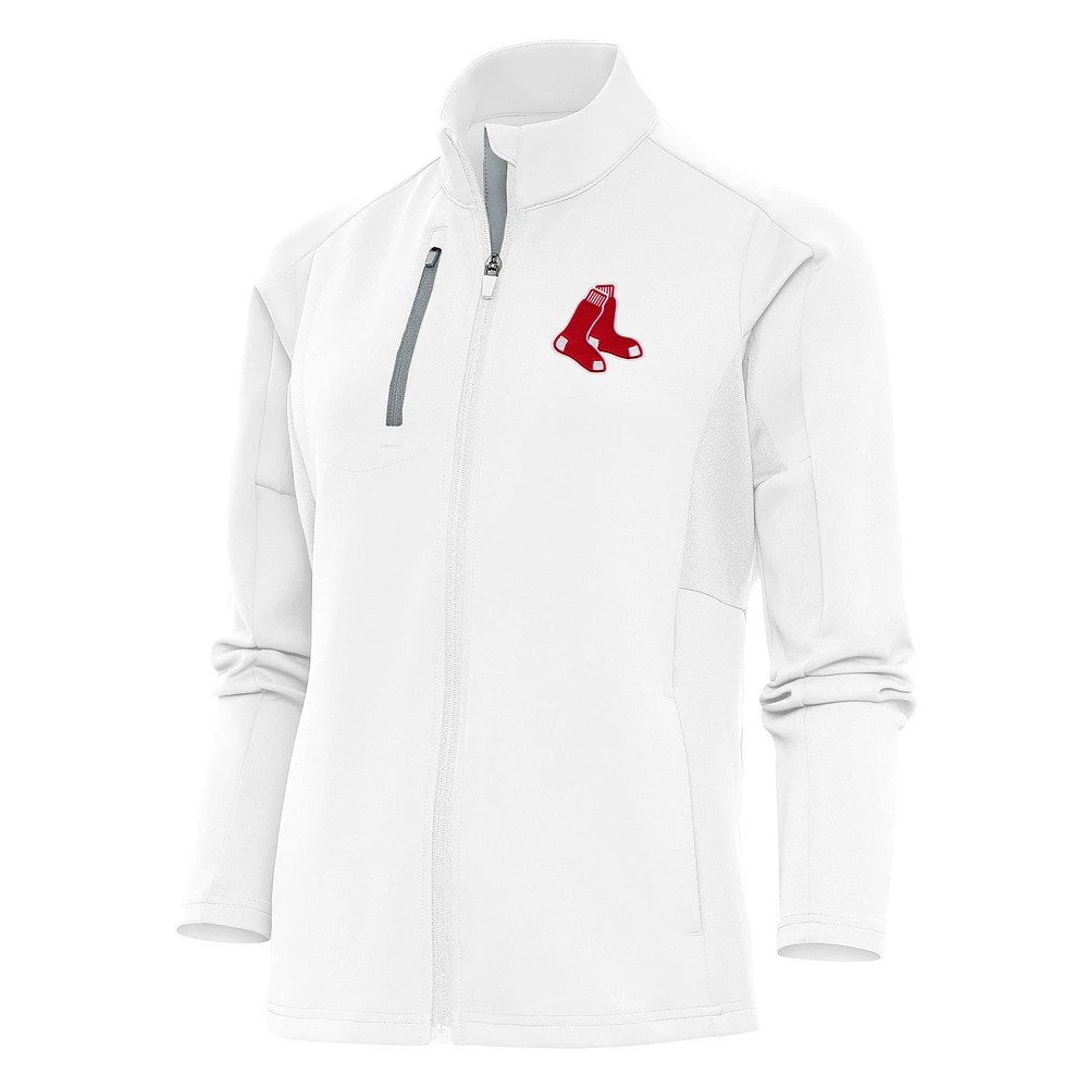Women's Antigua White Boston Red Sox Logo Generation Full-Zip Jacket