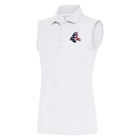 Polo sans manches patriotique Antigua White Boston Red Sox pour femme
