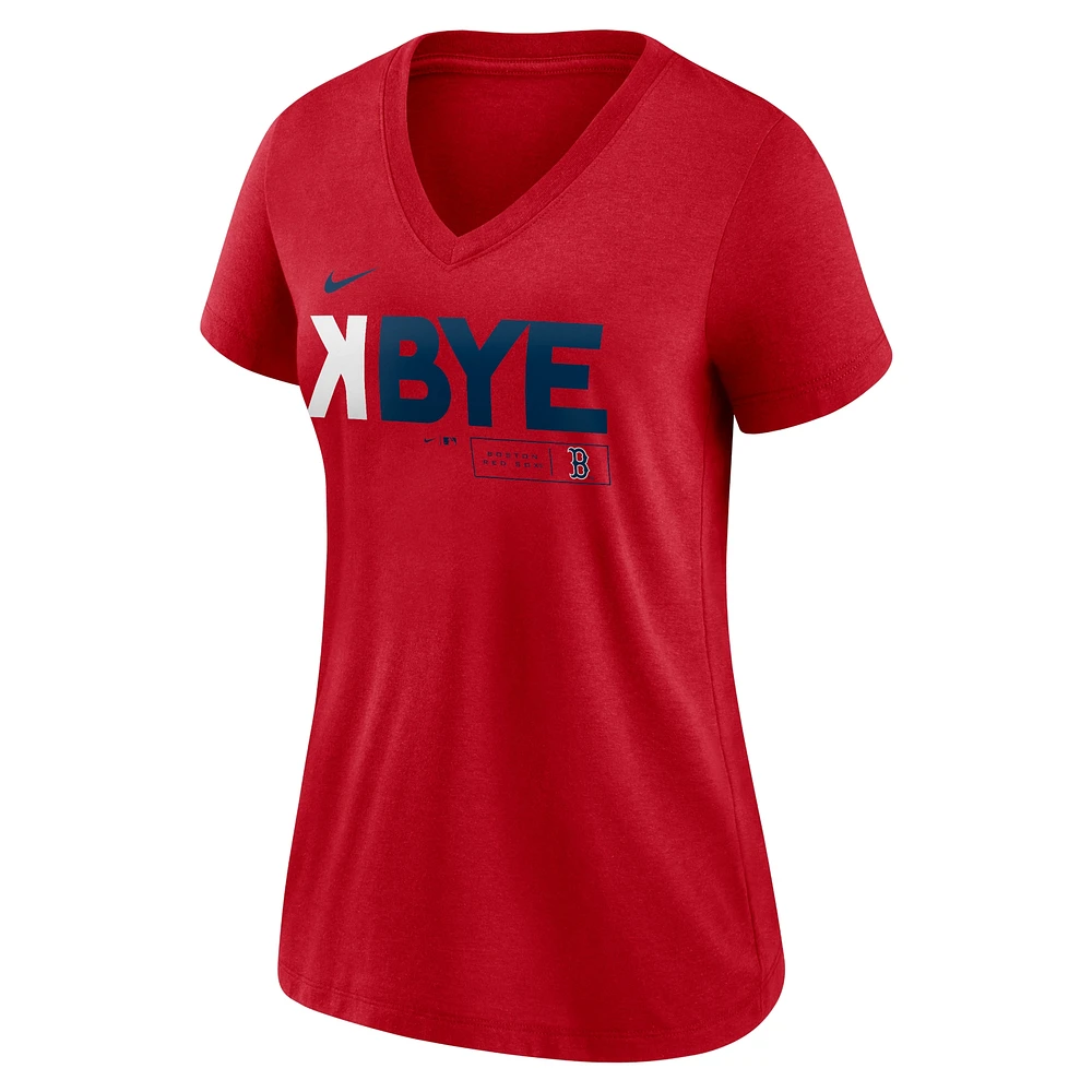 Women's Boston Red Sox Nike K-Bye Tri-Blend V-Neck T-Shirt