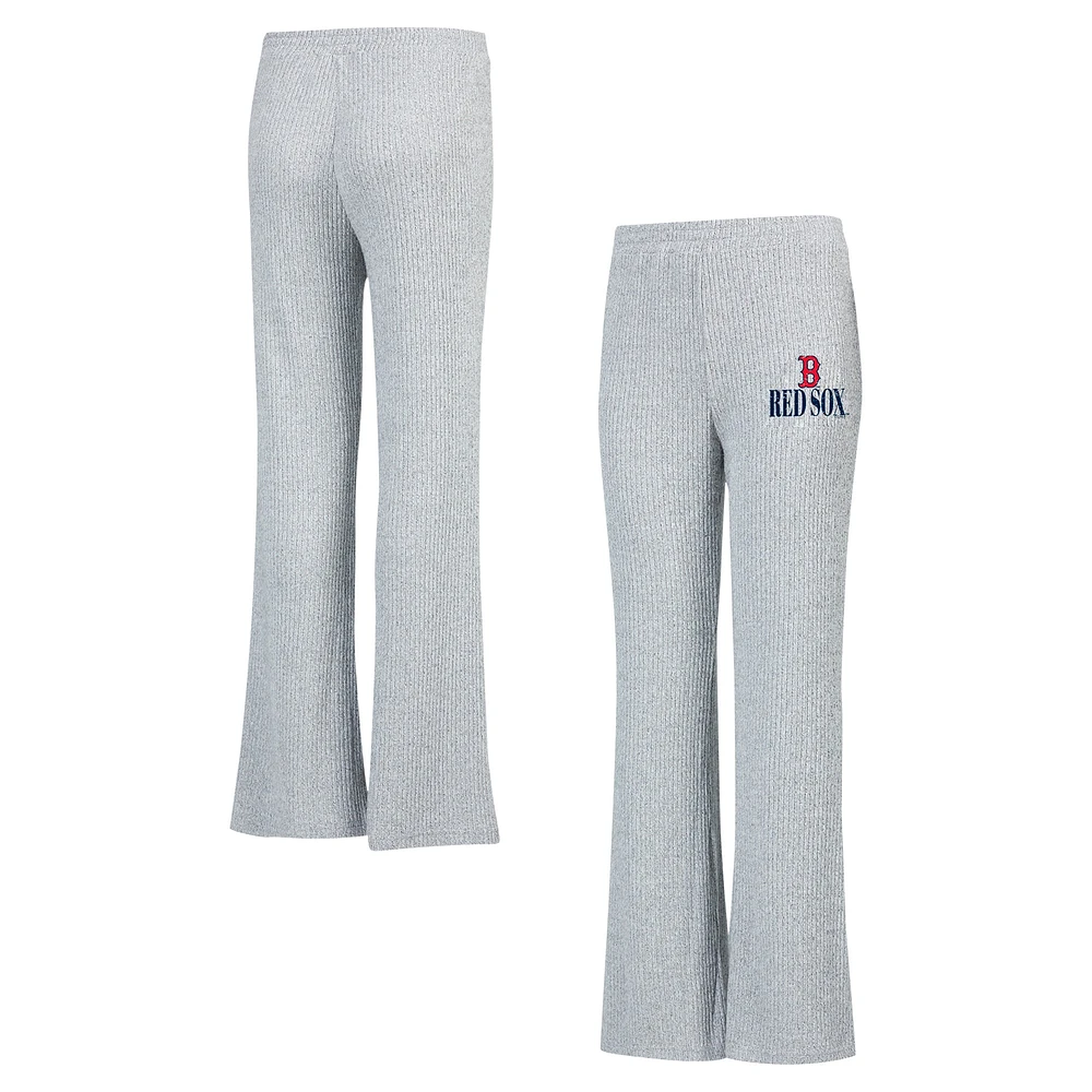 Pantalon évasé en tricot côtelé Juniper Boston Red Sox gris Concepts Sport pour femme