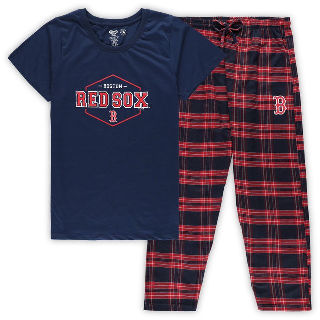 Ensemble de nuit avec écusson Concepts Sport pour femmes, bleu marine/rouge Boston Red Sox, taille plus