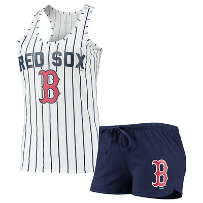 Concepts Sport - Ensemble de nuit avec débardeur et short à dos nageur Boston Red Sox Vigor pour femmes, bleu marine/blanc