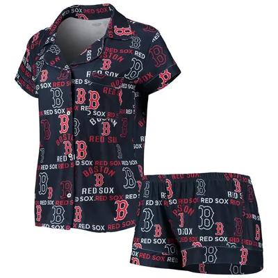 Concepts Sport Women's Royal New York Mets Zest Allover Print Button-Up Shirt and Shorts Sleep Set