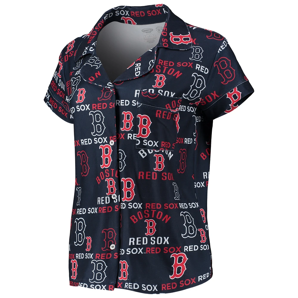 Ensemble de nuit avec haut et short à imprimé phare Boston Red Sox Concepts Sport pour femme, bleu marine