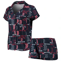 Ensemble de nuit avec haut et short à imprimé phare Boston Red Sox Concepts Sport pour femme, bleu marine