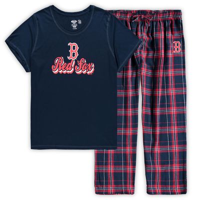 Women's Concepts Sport Navy Boston Red Sox Plus T-Shirt and Flannel Pants Sleep Set