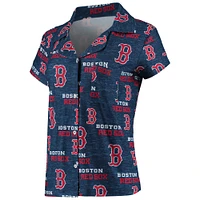 Ensemble de nuit pour femme Concepts Sport bleu marine Boston Red Sox Zest avec chemise boutonnée et short