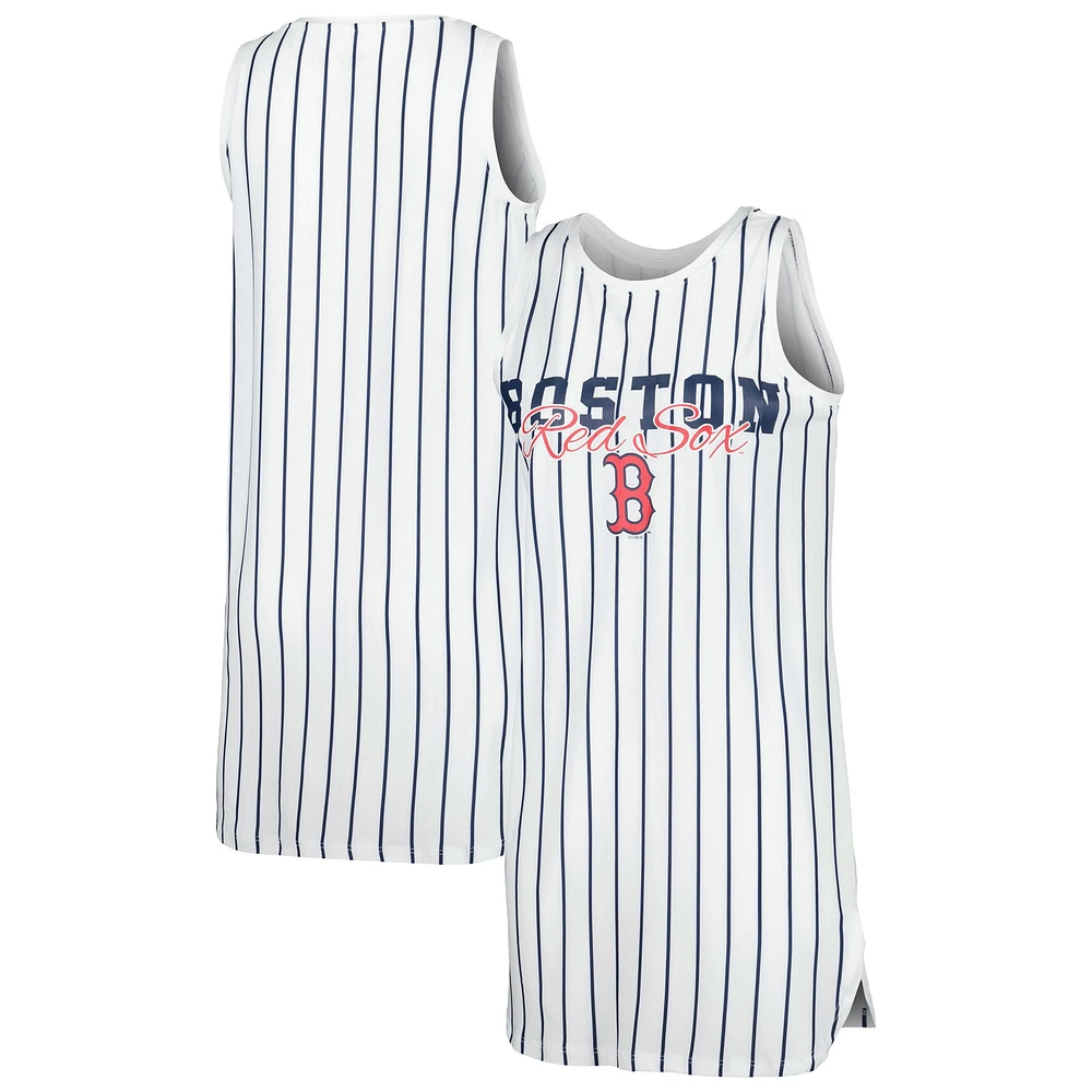 Women's Concepts Sport White Boston Red Sox Reel Pinstripe Knit Sleeveless Nightshirt