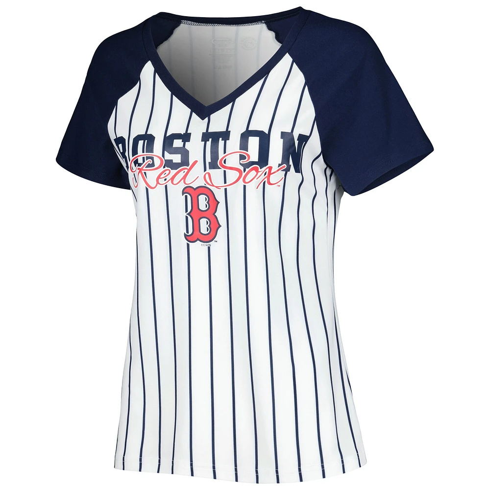 Haut à fines rayures Concepts Sport Boston Red Sox pour femme, blanc