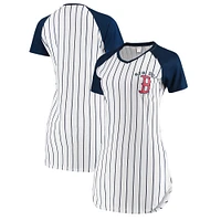 Chemise de nuit blanche à fines rayures Vigor Boston Red Sox Concepts Sport pour femme