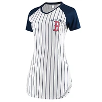 Chemise de nuit blanche à fines rayures Vigor Boston Red Sox Concepts Sport pour femme