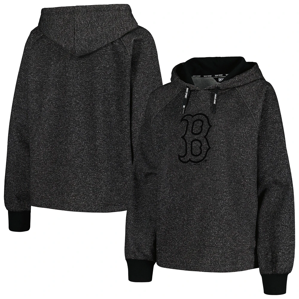 Women's DKNY Sport Black Boston Red Sox Debbie Dolman Raglan Pullover Hoodie