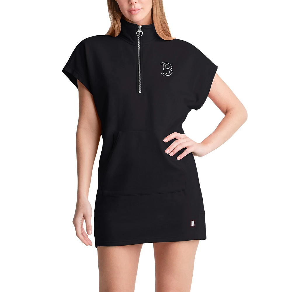 Women's DKNY Sport Black Boston Red Sox Emily Quarter-Zip Sneaker Dress