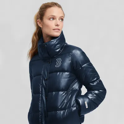 Seattle Seahawks The Wild Collective Women's Color Block Full-Zip Puffer  Jacket - College Navy/Gray