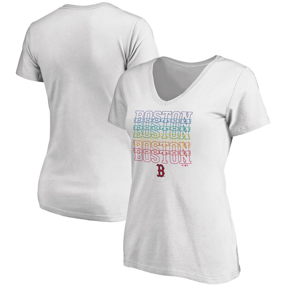 Fanatics Branded Women's Fanatics Branded White Boston Red Sox City Pride  V-Neck T-Shirt